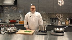 A chef cooking