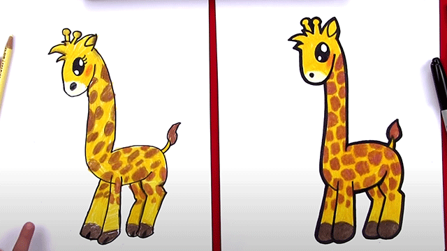 how to draw a cartoon giraffe
