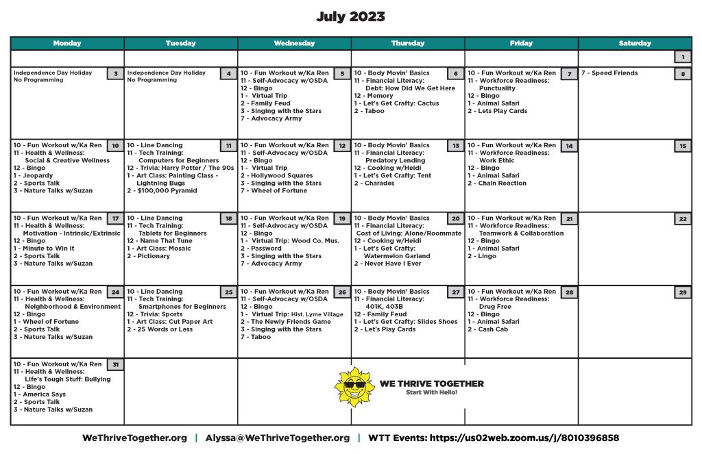 Event Calendar – We Thrive Together