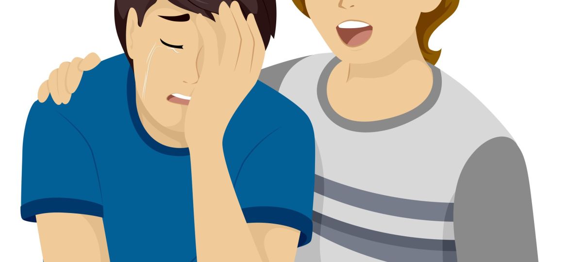 Illustration,Of,A,Teenage,Boy,Comforting,His,Crying,Friend