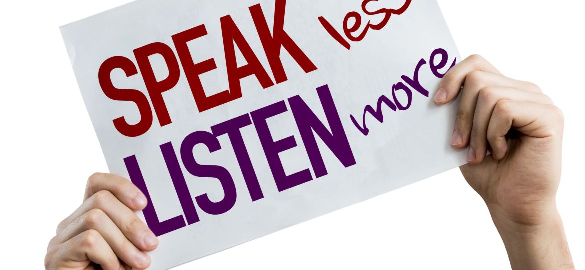 Speak,Less,Listen,More,Placard,Isolated,On,White,Background